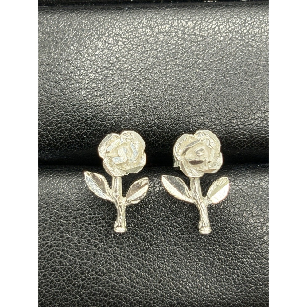 EUC Sterling Silver Flower Rose Earrings 925 G31